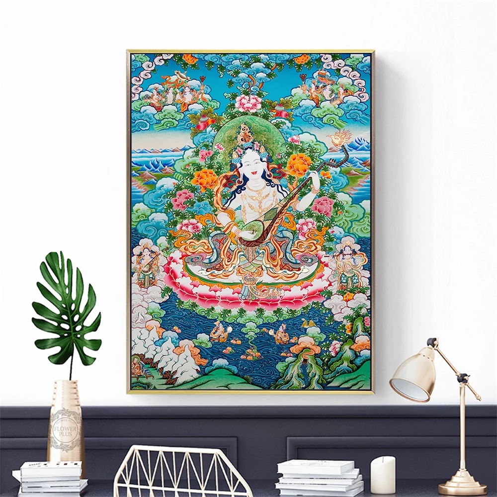 Картина танка Будды тибетская индийская китайская религия стильная на холсте