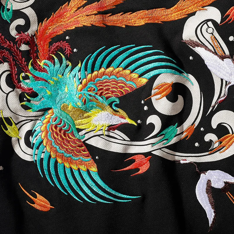 

Embroidery Phoenix Pullover Sweatshirts Hoodies Men Cotton O-neck Harajuku Hip Hop Streetwear 2020 Mens Fashion Tops WY287