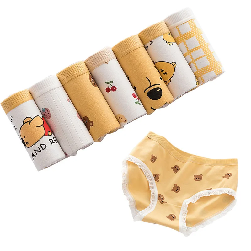 7 шт./лот трусики для женщин нижнее белье из хлопка детские трусы сексуальное