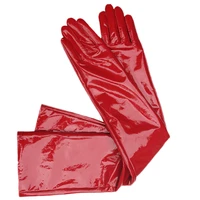 womens long gloves ladies genuine patent leather gloves shiny black party evening overlength long glove blue customize 70cm red