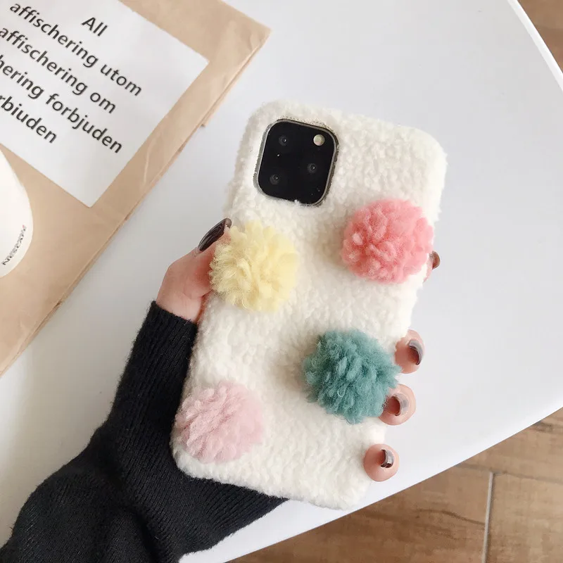 ORYKSZ 3D милый цветочный теплый вельветовый чехол для телефона iPhone 11 Pro Max XR XS X 6 6S 7 8