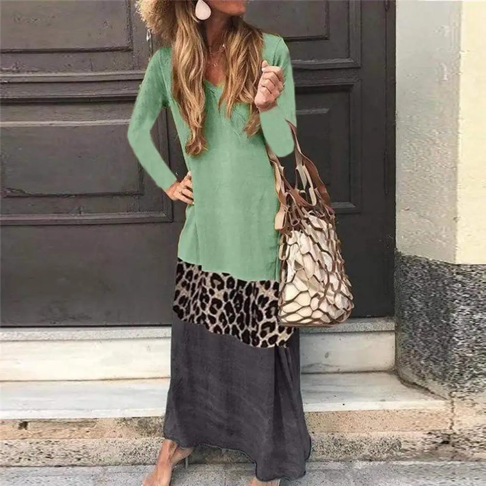 Vestidos 2020 весеннее модное женское длинное платье с длинным рукавом и глубоким