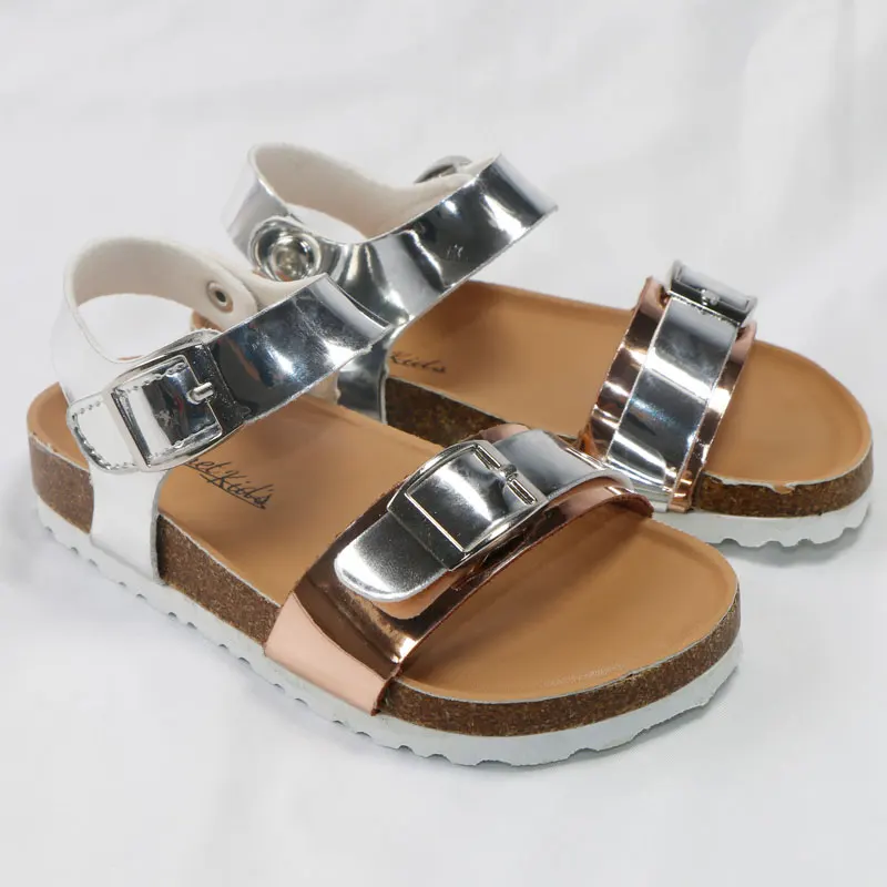 

MERABLLE Open Toe Cork Shoes Kids Sandals for Girls Toddler Casual Shoes Buckle Straps Comfort Slide Summer Non Leather