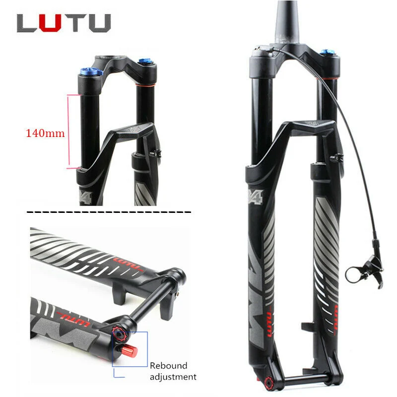 LUTU MTB велосипедная подвесная вилка MTB 26 27,5 29 'горная воздушная вилка коническая рулевая вилка для велосипеда 140 мм дорожная Корона/Дистанционное устройство блокировки