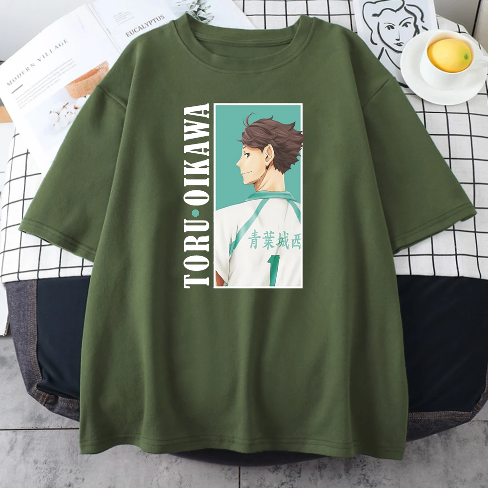 

Футболка Haikyuu Oikawa женская с принтом, свободная рубашка с коротким рукавом, топ оверсайз в стиле хип-хоп с круглым вырезом, уличная одежда, на ...