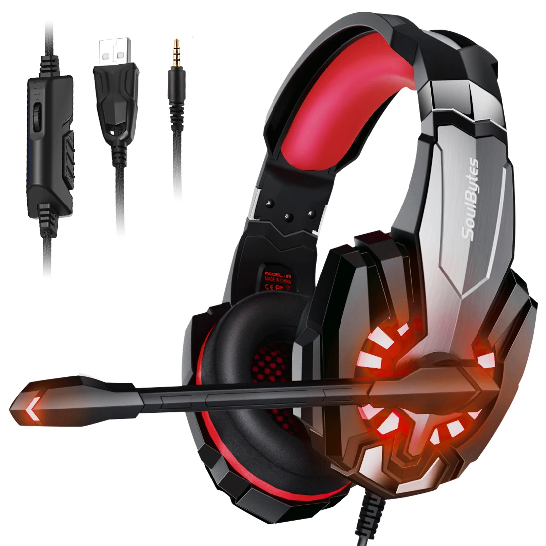 

LED Gaming Headphones Stereo Gamer Headset with Microphone Over-ear Head-mounted For PS4/MP/Xbox one/PC/Laptop