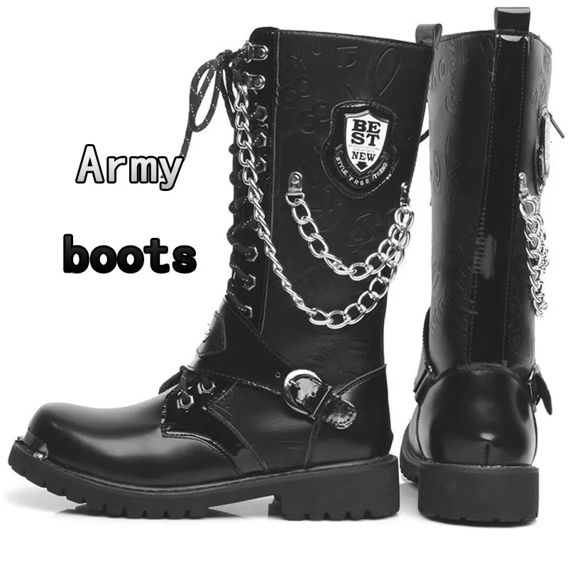 Новинка Модные кожаные мотоциклетные ботинки Ботинки для работы в военном стиле
