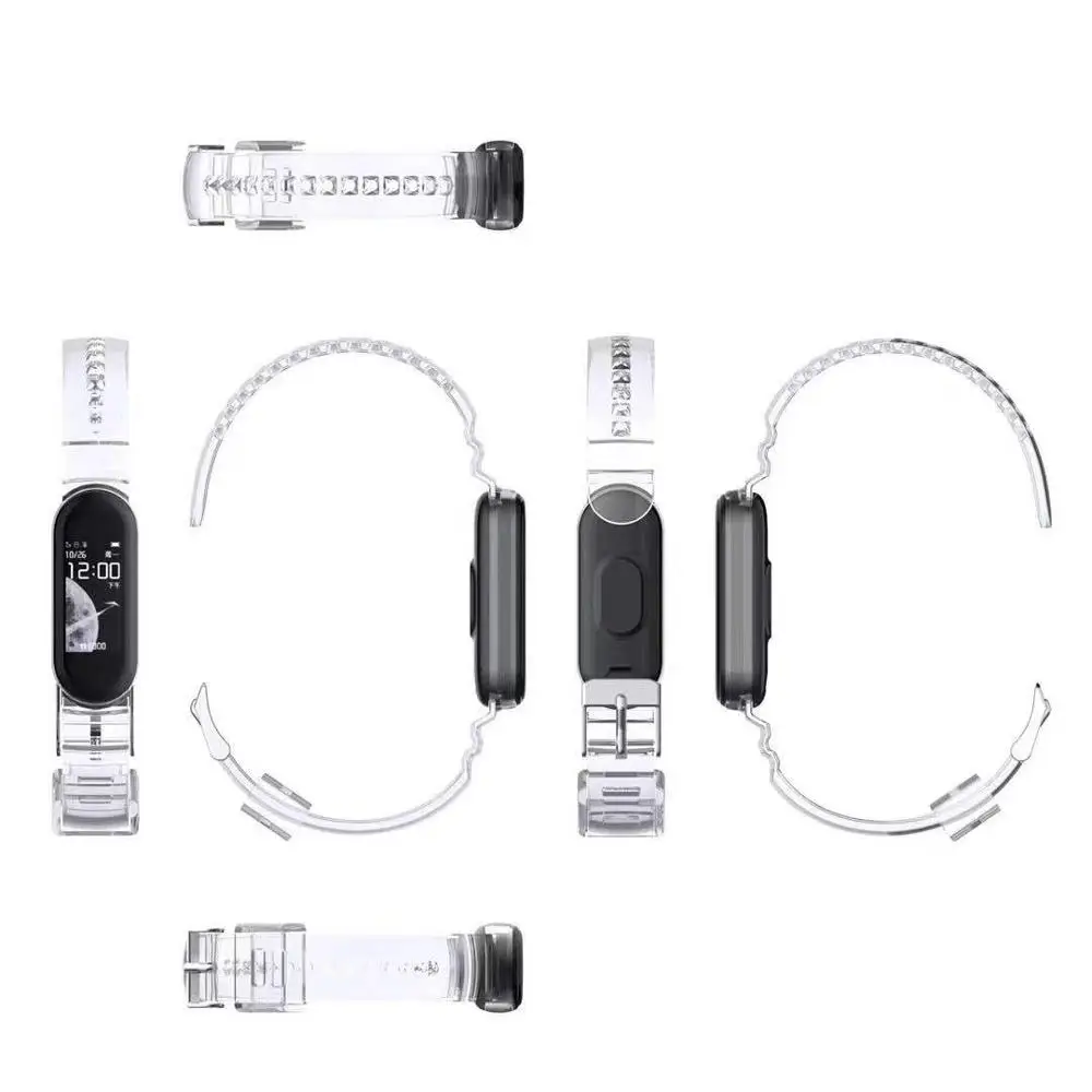 Transparent sports strap for xiaomi mi band 3 4 5 glacier silicone Wristband for xiaomi mi band 5 4 3 Bracelet replacement band