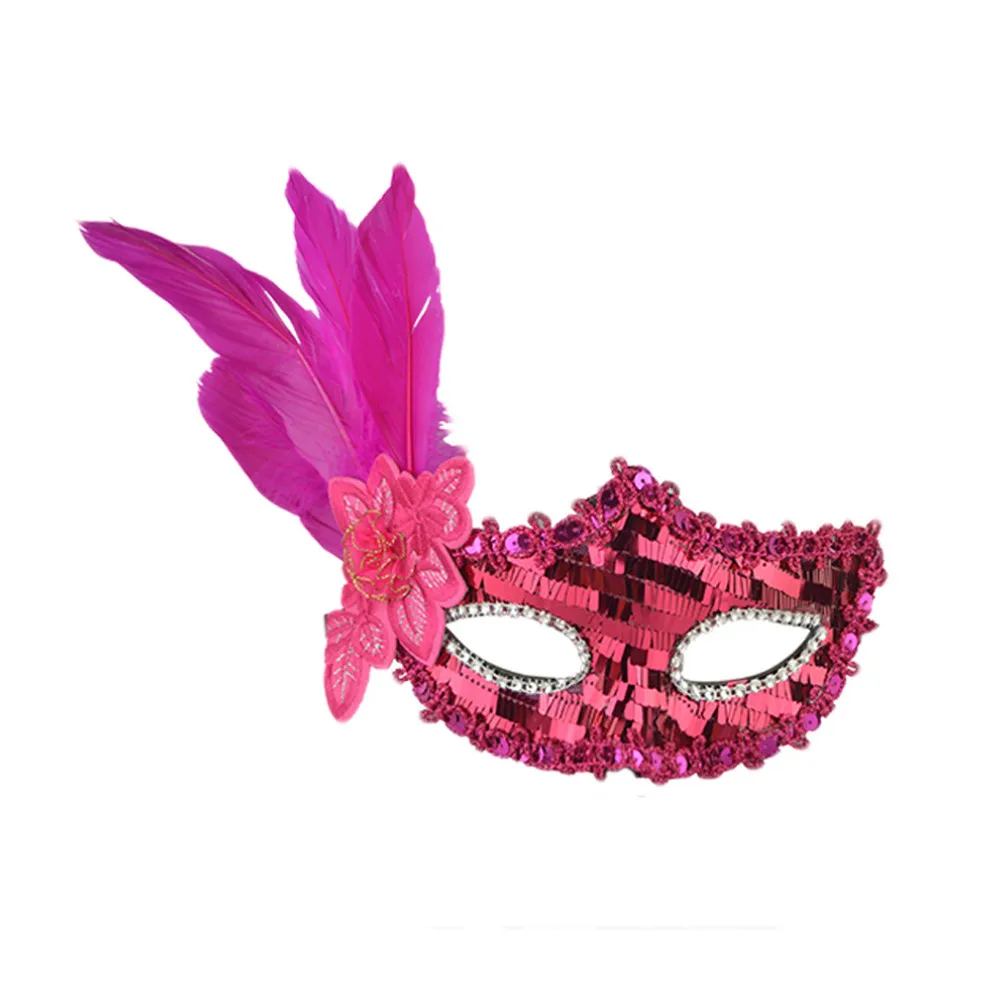 Маска на Хэллоуин сексуальная элегантная с перьями блестками маска для