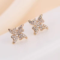 de332 street snap series fashion elegant copper zircon creative leaf ear stud girls gift banquet womens jewelry earrings