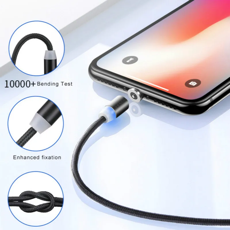 Магнитный Micro USB кабель для iPhone Samsung Android мобильный телефон Type C быстрой зарядки
