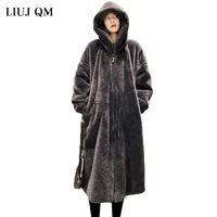 oversize winter faux fur coat women artificial fur jacket long loose plus size winter jacket warm parka plush coats knee length