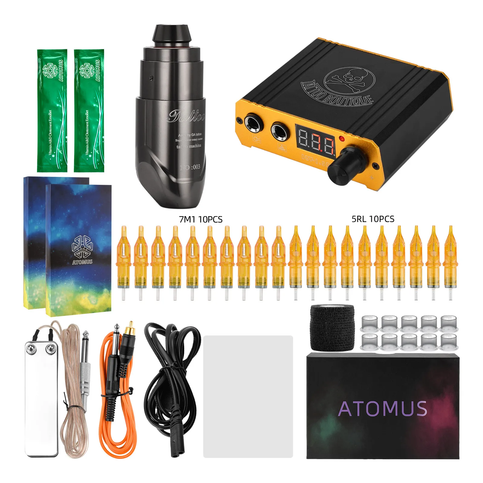 

Professional Tattoo Kit Tattoo Rotary Pen Machine Set RCA Permanent Makeup Cartridge Needle Tattoo Body Art