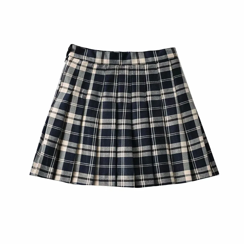 

Skirts Womens 2021 Preppy Style Ins Fresh Plaid Anti-Exposure Pleated Skirt 2021 Summer New Korean Style Women's Clothing