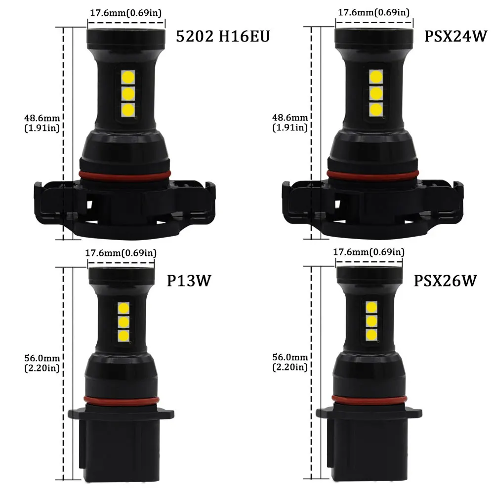 (2) без ошибок H8 H11 H7 H1 H3 H16 H10 9145 9006 HB3 P13W PSX24W PSX26W Светодиодный дневной DRL