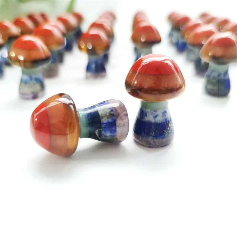 

3CM High Quality Small Size Colorful Seven Chakra Mushroom For Gift Collect RZJ