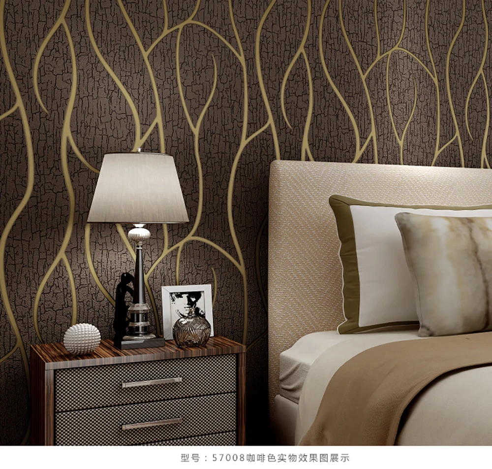 

Roll wallpaper Modern simple curve 3D Wallpaper high grade velvet abstract line bedroom living room background wallpaper hotel
