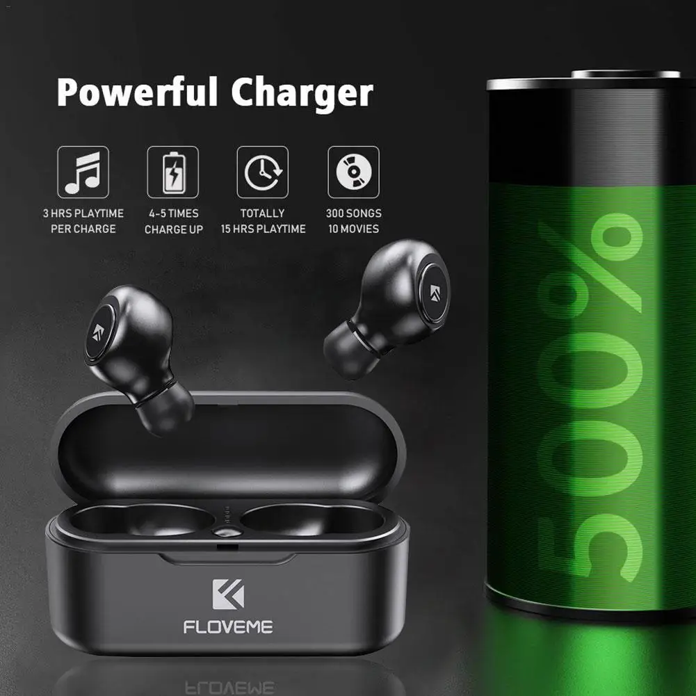 FLOVEME Mini TWS5.0 Bluetooth Беспроводные наушники спортивные наушники гарнитура 3D стерео звук наушники микро зарядная коробка