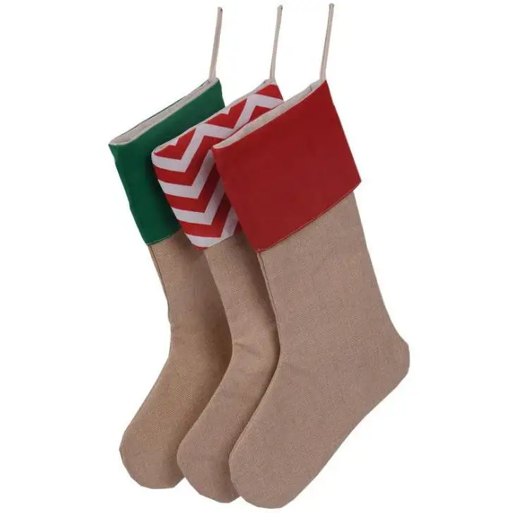 

Wholesale 30pcs/lot Christmas Stockings Gifts 4 Style Linen Cotton Striped Mini Sock for Christmas Tree Decoration Wholesale