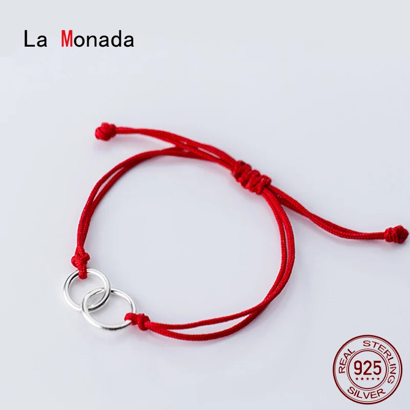 Женский браслет La Monada серебряный с красной резьбой 925|Гибкие и жесткие браслеты| |