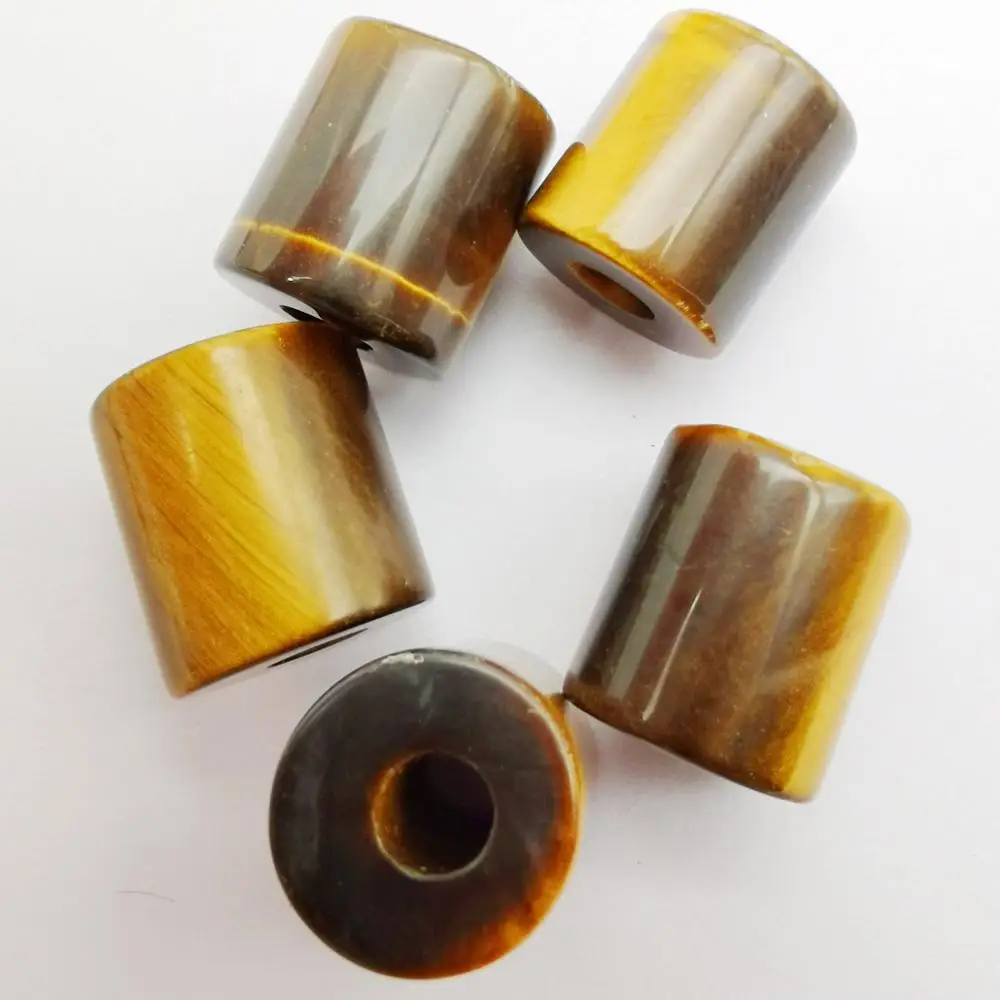 14MM Rhodonite Tigereye Crystal Green Aventurine Stone Big Hole Cylinder Pendant Jewelry Bracelet Necklace Findings (5 pcs/lot) | Украшения
