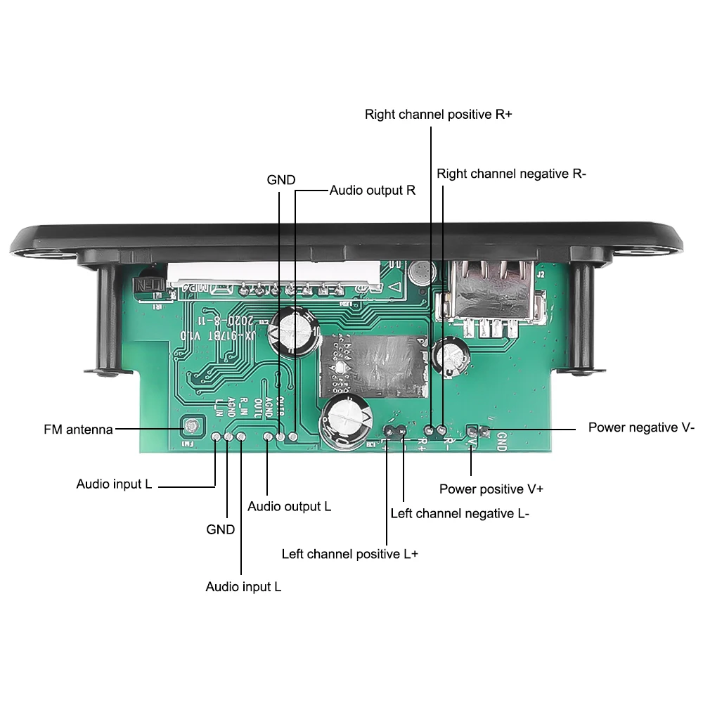 2*25W Stereo Bluetooth 5.0 MP3 Player Decoder Board 12V 50W amplifier Car FM Radio Module Handsfree Support TF USB AUX Recorders |