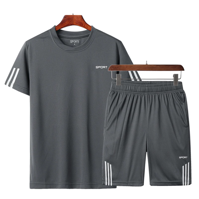 

Men's Sportswear Tracksuit Men 2 Pieces Set Shorts + T Shirt Male Joggering Running Sportsuit Clothes Men Sets