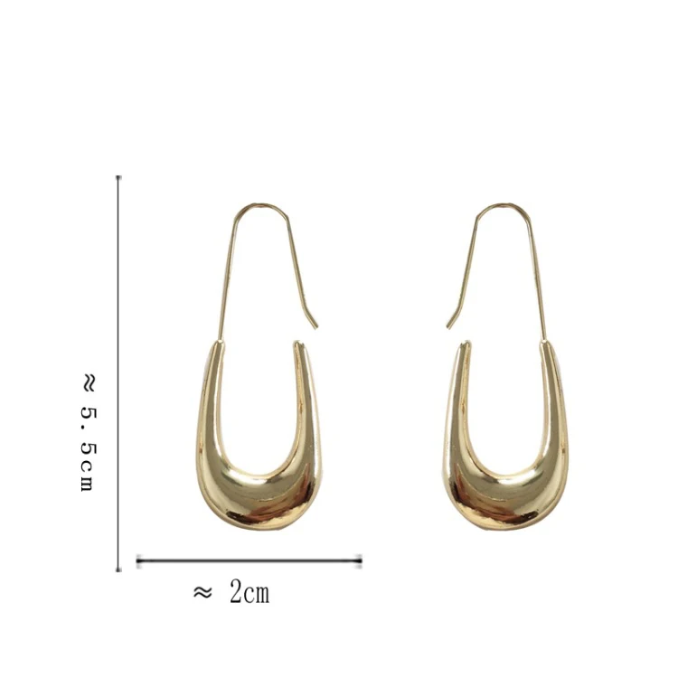 

Kpop Gold Color Geometric Oval U Hook Water Drop Dangle Earrings for Women Girl Gift Korean Fashion Jewelry