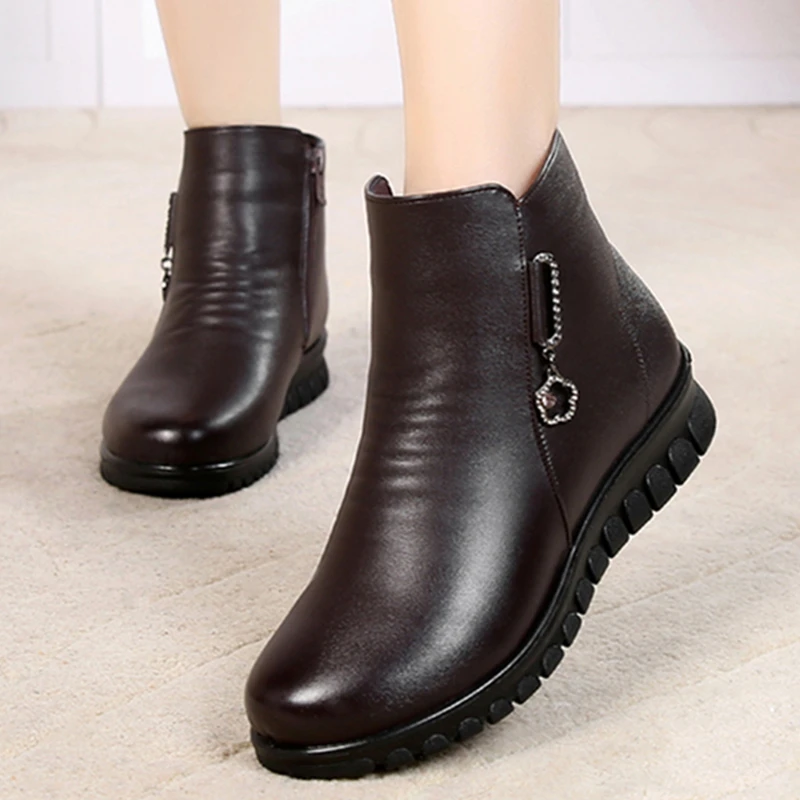 Модная одежда для мамы ботильоны на высоком каблуке с плюшевой подкладкой