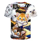 Футболки, одежда для девочек, детская 3D футболка с животными для мальчиков, детские летние милые забавные футболки с рисунком кота, топы для детей, размер 100-160 см