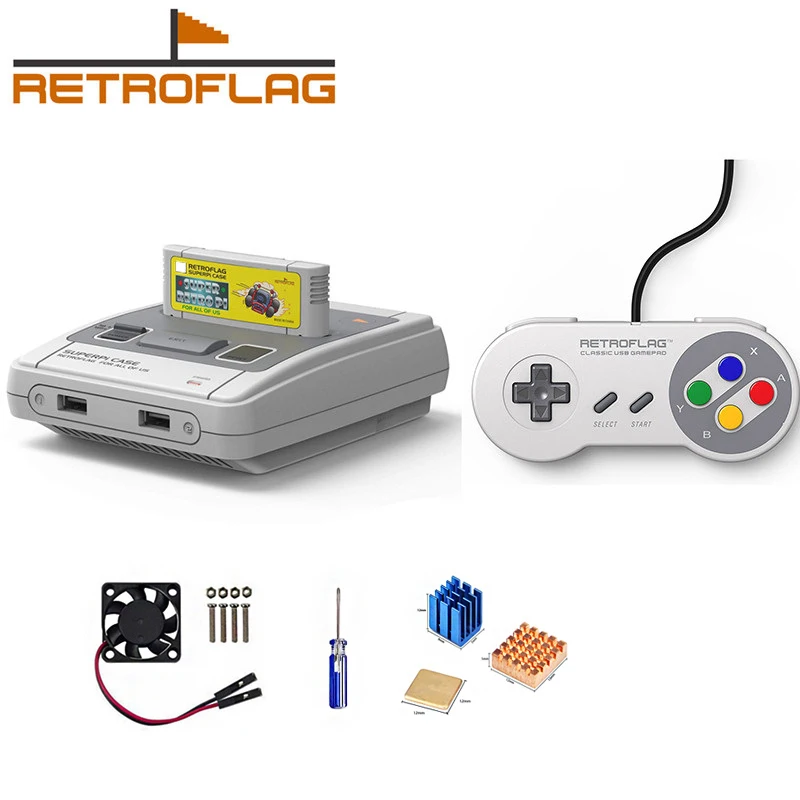 Чехол Retroflag SUPERPi с классическим USB проводным контроллером Deluxe Edition J для Raspberry Pi 3B + 2B