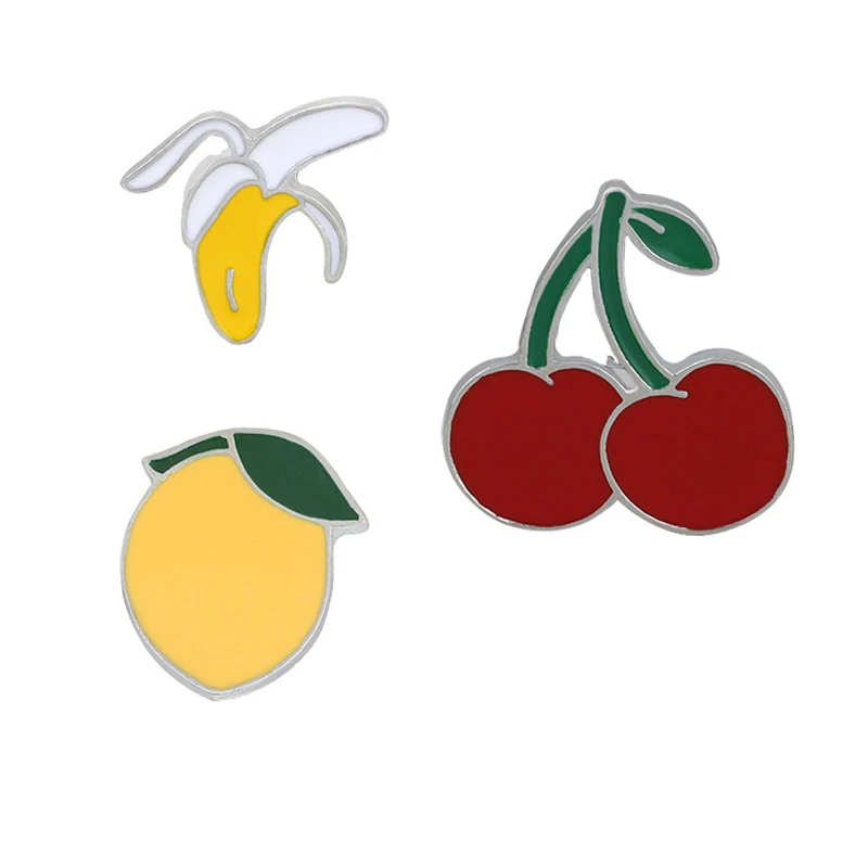 Симпатичная мультяшная брошь вишня с изображением растений фруктов лимон