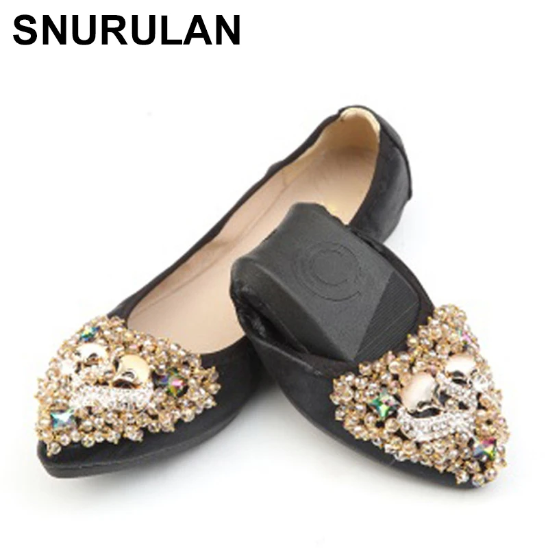SNURULAN женские складные плоские балетки для танцев с острым носком