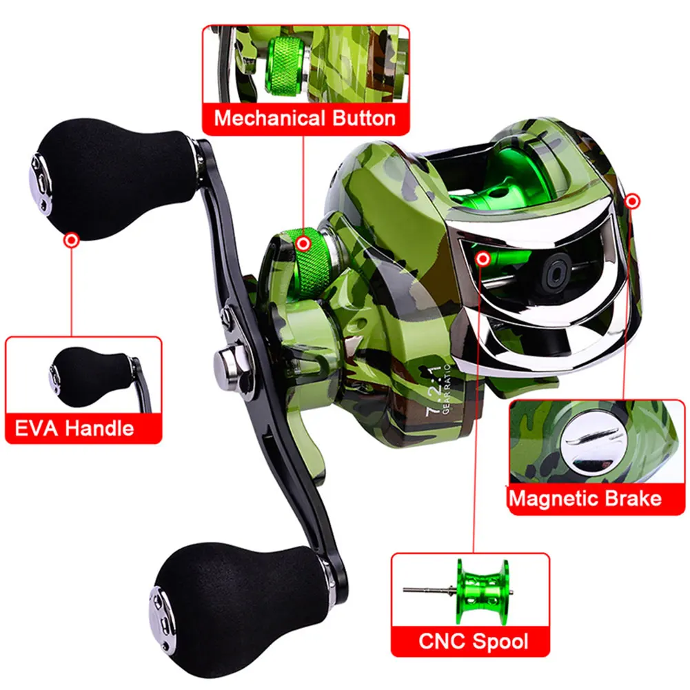 

Outdoor Metal Fishing Reel 18+1 BB Right / Left Hand Water Drop Wheel 7.2:1