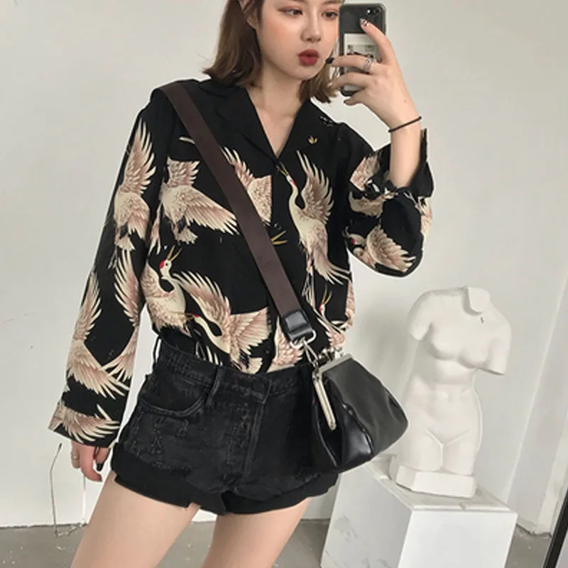 Женские топы и блузки размера плюс шифоновые свободные рубашки Harajuku винтажные