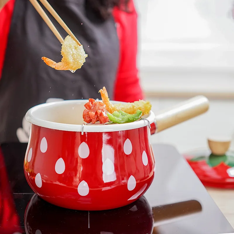 1.5L кастрюли для супа и мясного бульона Япония эмаль клубничное молоко горшок