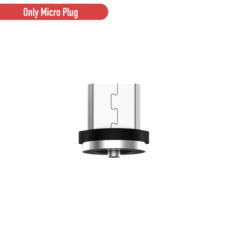 Магнитный кабель ROCK для быстрой зарядки с разъемом type-C Micro Usb для быстрой зарядки Usb C светодиодный светильник для iPhone Xiaomi huawei Phone 1 м магнитное зарядное устройство - Цвет: Only Plug For Micro