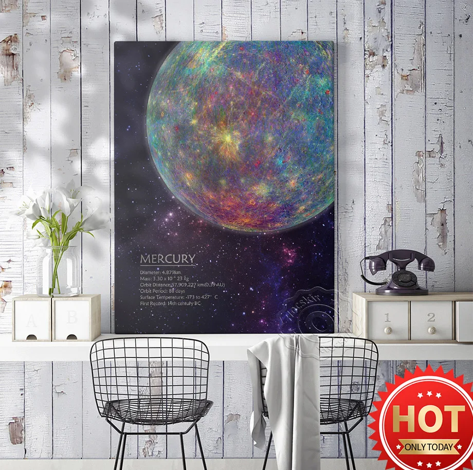 Плакат с изображением галактики Меркури настенное искусство в космосе Настенная