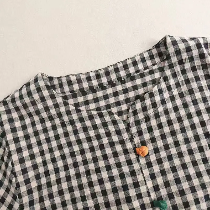 

2021 Summer New Women Suit Loose Plus Size Suit Retro Casual Plaid Shirt and Pants Two Piece Set Middle-aged and Elderly Clothes