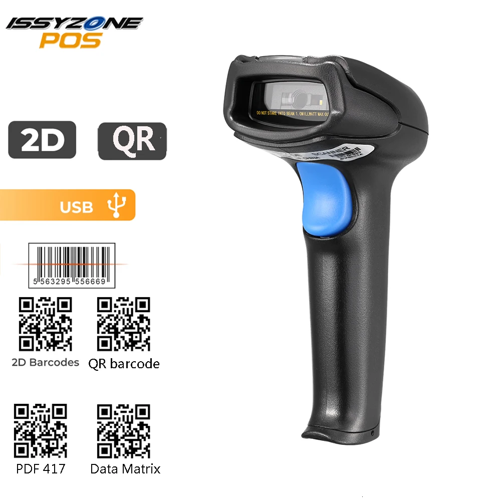 IssyzonePOS ручной сканер штрих-кодов 2D QR сканер штрих-кода Bluetooth USB считыватель штрих-кодов поддержка PDF417 матрица данных