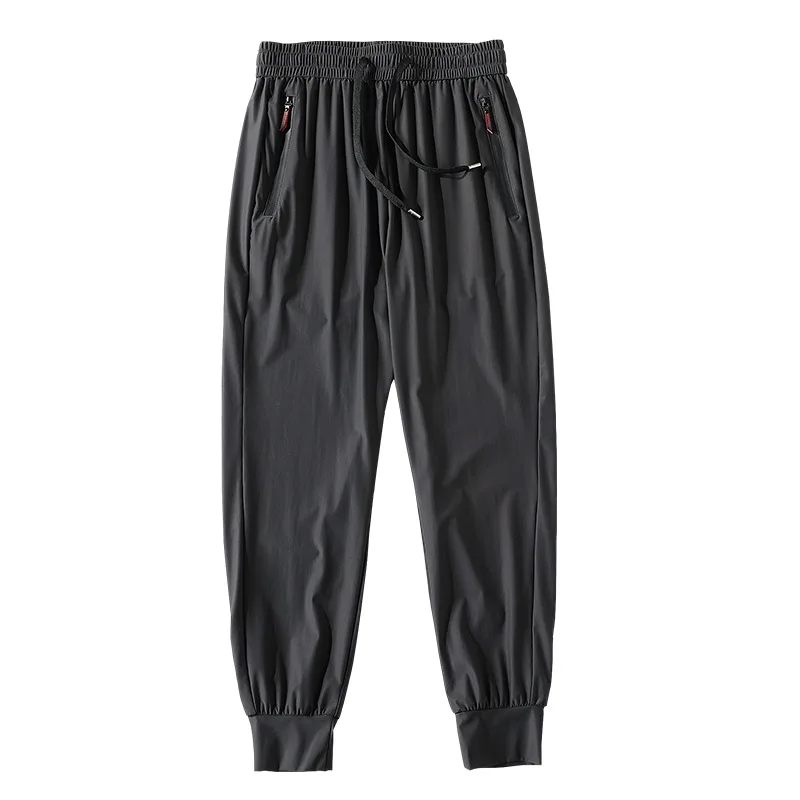

K9138 Spring New Casual Pants Men Korean Style Teenager Loose Sports Solid Color Pocket Straight Stretch Ice Small Feet Trousers