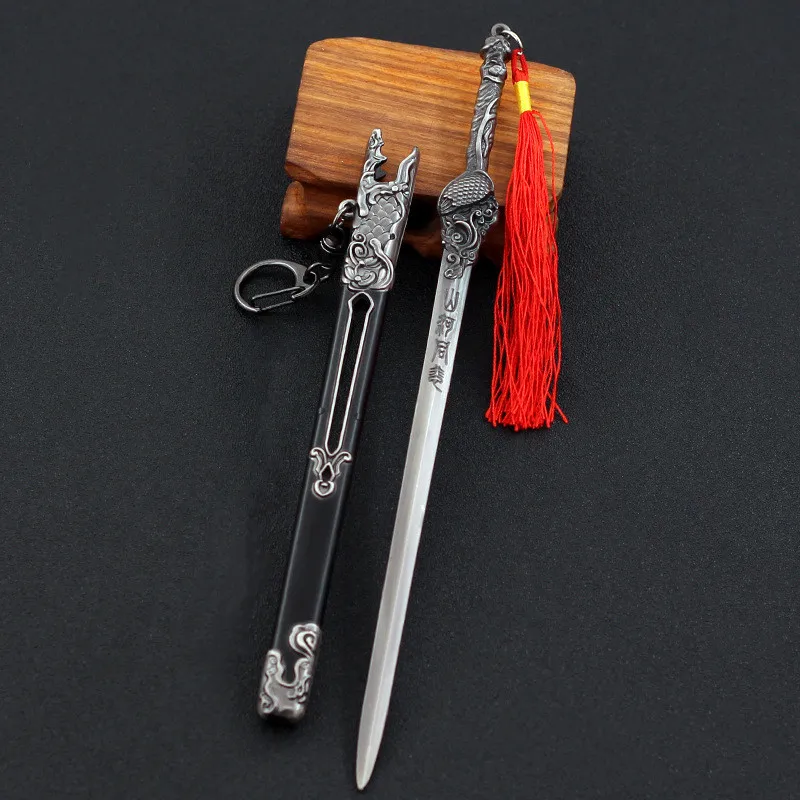 

Zinc Alloy 22cm Sword With Sheath Weapon Model Unblade Exquisite Keychain Role-playing Metal Office Decoration Collection Toy