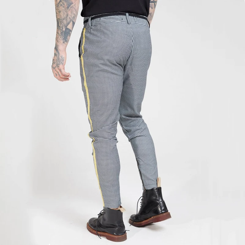 Мужские брюки в стиле хип-хоп уличные облегающие клетку уличная одежда джоггеры