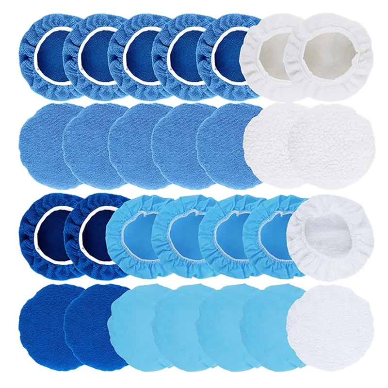 

28 Pcs 5 to 6 Inch Buffing Bonnets Waxers Bonnet Set Car Polisher Pad Bonnet Polishing Bonnet Buffing Pad Cover