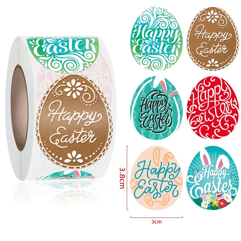 

500pcs/Roll Happy Easter Design Stickers Easter Toy Sticker envelope Seal Labels Scrapbook Handmade Sticker Gift Bags Decoration