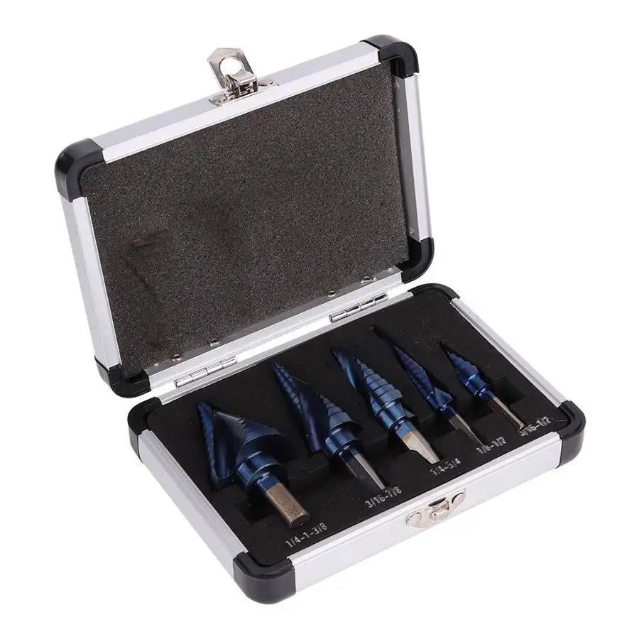 

5Pcs Step Drill Set Triangle Shank Spiral Groove Plating Deburring Chamfering Tools DIY High-speed
