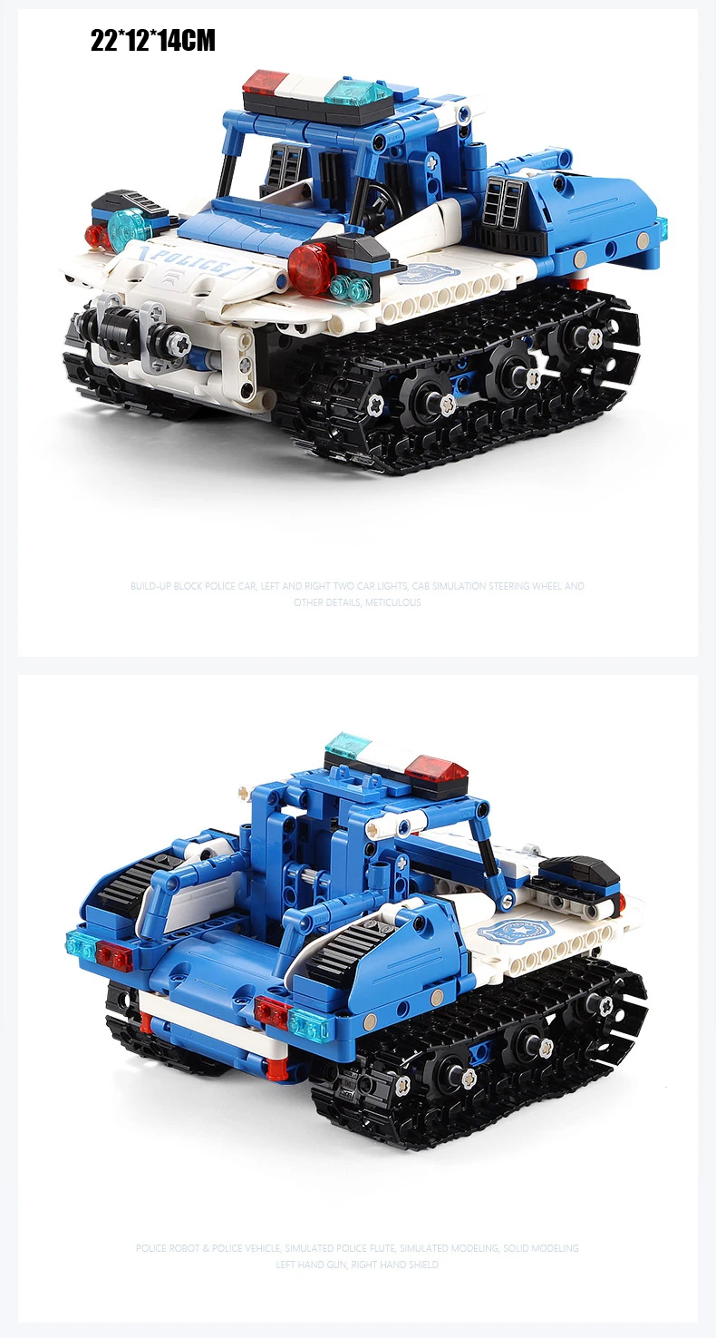 Technic 2,4 Ghz rc трансформация гусеничный полицейский робот строительный блок со звуковым кирпичом полицейский автомобиль радиоуправляемые игрушки