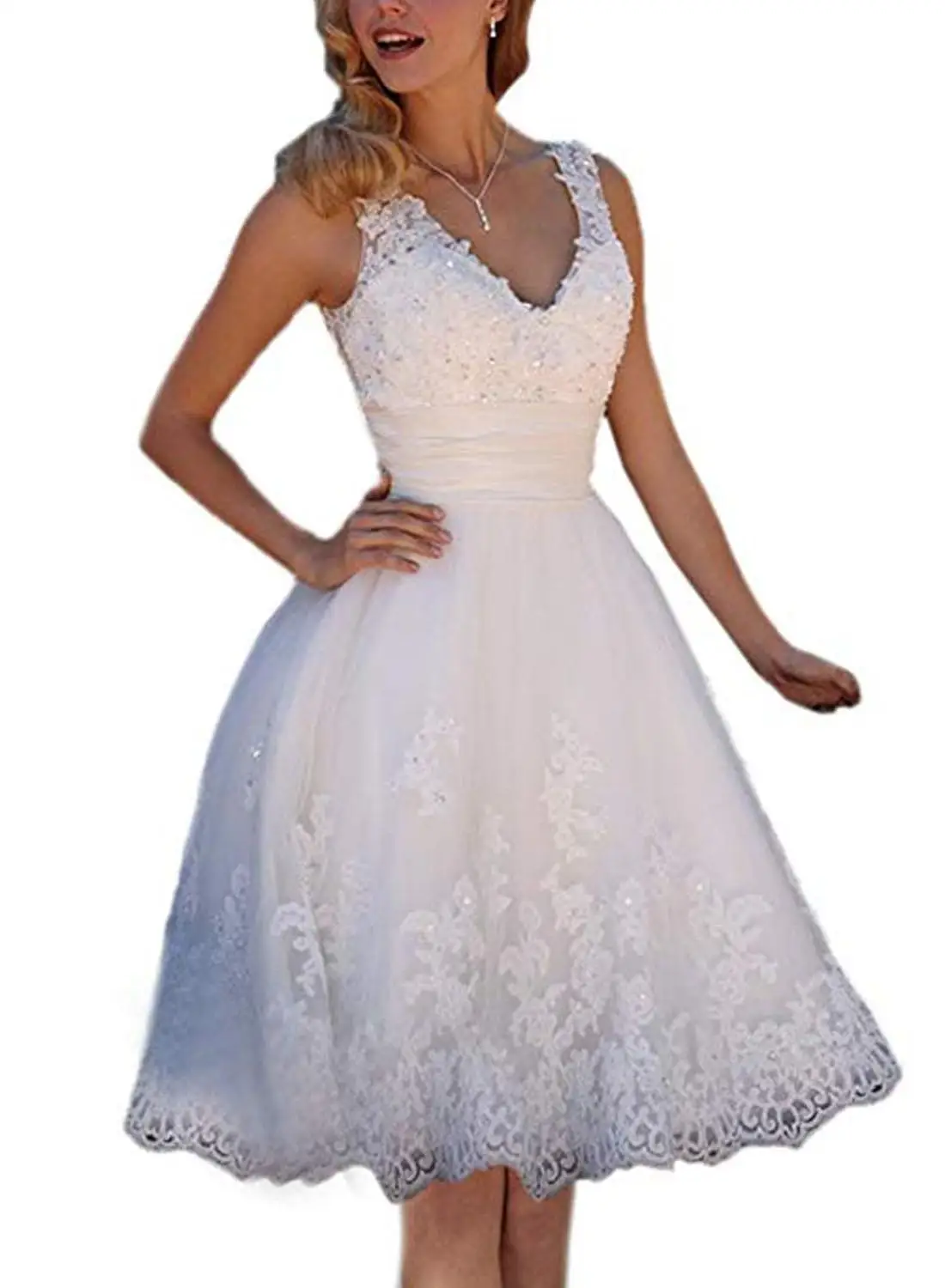 MIQILADUNA 2019 Короткие свадебные платья с вышивкой Vestidos De Novia v образным вырезом