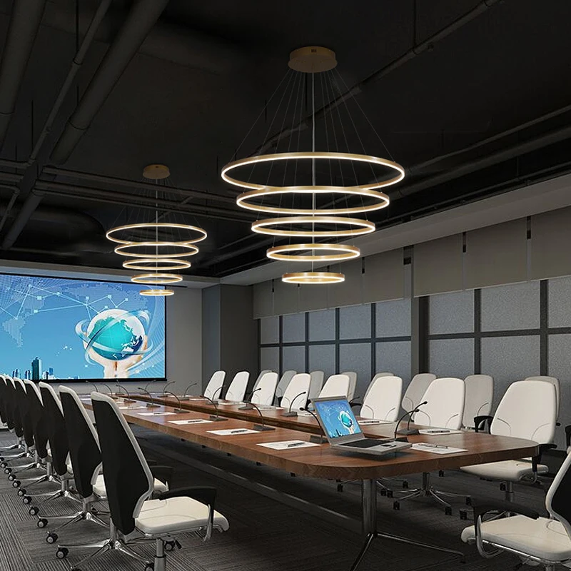 Купить Дуплексная напольная большая люстра для гостиной, Современная Минималистичная лампа-кольцо для виллы, лестницы, столовой, спальни