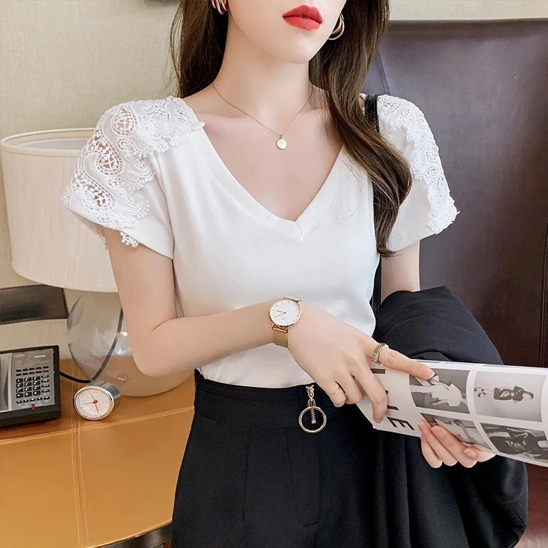 

BETHQUENOY Clothes Short Sleeve White Tshirts Woman Cotton T-Shirt Femme Summer Oversize T-Shirt Women Clothing Tops Mujer 2021